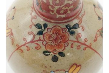 大正〜昭和初期　古代寫九谷焼　納賀花山　色絵　金彩　唐子図　花瓶2点セット(共箱付き、花山造、花山堂、花器、花入、和食器)(R-063078)