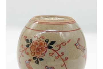 大正〜昭和初期　古代寫九谷焼　納賀花山　色絵　金彩　唐子図　花瓶2点セット(共箱付き、花山造、花山堂、花器、花入、和食器)(R-063078)