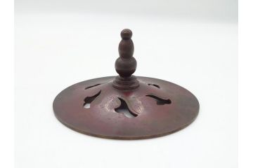 金工　村田聴泉作　紫斑銅　六陵之香炉(共箱付き、布袋付き、斑紫銅)(R-063079)