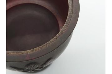 金工　村田聴泉作　紫斑銅　六陵之香炉(共箱付き、布袋付き、斑紫銅)(R-063079)