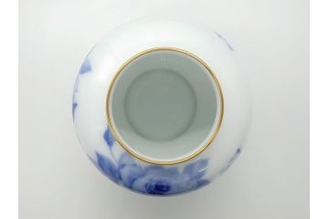 大倉陶園(OKURA、OAC)　ブルーローズ　49A/8011　20cm　エレガントな空間を演出する花生(共箱付き、花器、花瓶、花入、フラワーベース、白磁)(定価38,500円)(R-063080)