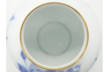 大倉陶園(OKURA、OAC)　ブルーローズ　49A/8011　20cm　エレガントな空間を演出する花生(共箱付き、花器、花瓶、花入、フラワーベース、白磁)(定価38,500円)(R-063080)