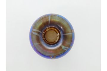 イギリス　ガラス職人　Norman Stuart Clarke(ノーマン・スチュアート・クラーク)　花器2点セット(花瓶、香水瓶(栓なし)?、アートガラス)(R-063092)