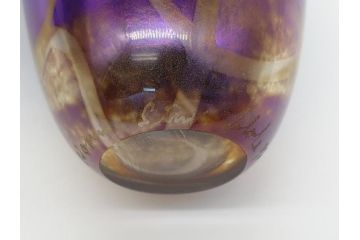 イギリス　ガラス職人　Norman Stuart Clarke(ノーマン・スチュアート・クラーク)　花器2点セット(花瓶、香水瓶(栓なし)?、アートガラス)(R-063092)