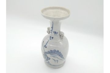 江戸期　古伊万里　染付　二耳花瓶(花入、花器)(R-063094)