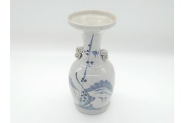 江戸期　古伊万里　染付　二耳花瓶(花入、花器)(R-063094)