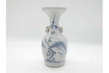江戸期　古伊万里　染付　二耳花瓶(花入、花器)(R-063094)