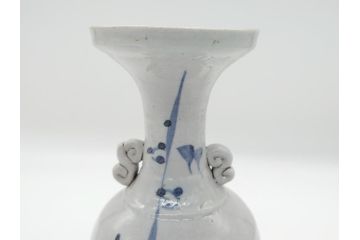 江戸期　古伊万里　染付　二耳花瓶(花入、花器)(R-063094)