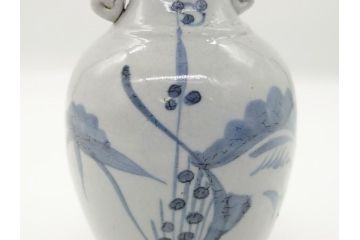 江戸期　古伊万里　染付　二耳花瓶(花入、花器)(R-063094)