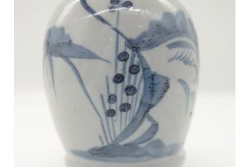江戸期　古伊万里　染付　二耳花瓶(花入、花器)(R-063094)