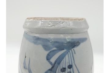江戸期　古伊万里　染付　二耳花瓶(花入、花器)(R-063094)