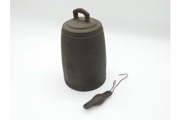 古銅　蝉紋　懐かしさと風情を感じる鐘(銅鐸、風鐸、宝鐸、釣鐘)(R-063095)