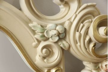 中古　イタリア　SILIK(シリック)　ロココ調の細やかで豪華な彫刻が見事!エレガントなお部屋づくりにおすすめのウォールミラー(壁掛け鏡、姿見)(定価約60万円)(R-063099)