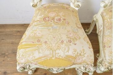 中古　イタリアブランド家具　SILIK(シリック)　細部まで凝った造りが美しいチェア2脚セット(椅子、イス、サロンチェア)(R-063101)