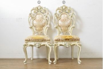 中古　イタリアブランド家具　SILIK(シリック)　細部まで凝った造りが美しいチェア2脚セット(椅子、イス、サロンチェア)(R-063102)
