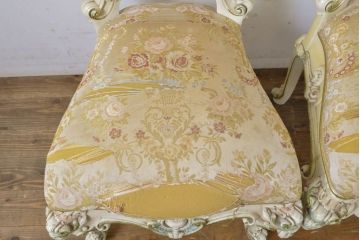 中古　イタリアブランド家具　SILIK(シリック)　細部まで凝った造りが美しいチェア2脚セット(椅子、イス、サロンチェア)(R-063102)