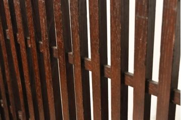 和製アンティーク　明治期　総欅(ケヤキ)材　特大サイズの4連帳場格子(パーテーション、衝立て、つい立て)(R-063105)