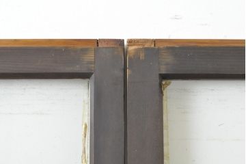 アンティーク建具 どんなお部屋にも合わせやすいシンプルなガラス戸2枚セット(引き戸、建具)(R-063106)