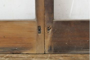 アンティーク建具 どんなお部屋にも合わせやすいシンプルなガラス戸2枚セット(引き戸、建具)(R-063106)