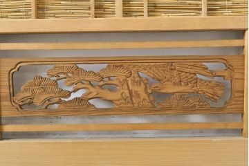 アンティーク建具　彫刻入り!!上品な和の空間を演出する御簾戸4枚セット(簾戸、簀戸、葭戸、夏障子、夏戸、引き戸、建具)(R-063108)