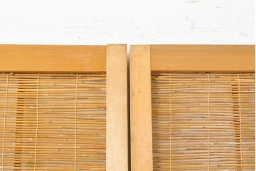 アンティーク建具　彫刻入り!!上品な和の空間を演出する御簾戸4枚セット(簾戸、簀戸、葭戸、夏障子、夏戸、引き戸、建具)(R-063108)