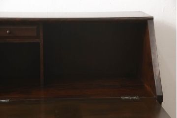 中古　松本民芸家具　収納力たっぷり!シックな佇まいのライティングビューロー(簿記机、在宅ワーク、在宅用ワークデスク、チェスト)(R-063115)