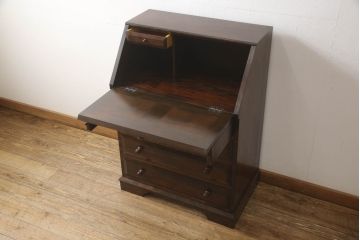 中古　松本民芸家具　収納力たっぷり!シックな佇まいのライティングビューロー(簿記机、在宅ワーク、在宅用ワークデスク、チェスト)(R-063115)