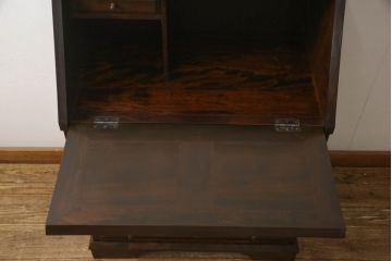 中古　松本民芸家具　収納力たっぷり!シックな佇まいのライティングビューロー(簿記机、在宅ワーク、在宅用ワークデスク、チェスト)(R-063115)