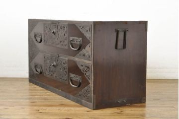 和製アンティーク　明治〜大正　漆のきれいな総桐佐渡八幡箪笥(佐渡箪笥、和タンス、時代箪笥、衣装箪笥、桐たんす、収納箪笥)(R-063122)