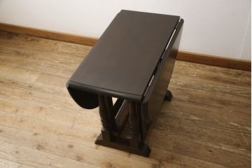 和製ビンテージ　松本民芸家具　#28型バタフライ卓　クラシカルな佇まいが魅力のバタフライテーブル(ゲートレッグテーブル、ダイニングテーブル、4人掛け、4P、2人掛け、2P、オーバルテーブル、ヴィンテージ)(定価約22万円)(R-063124)
