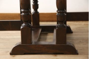 和製ビンテージ　松本民芸家具　#28型バタフライ卓　クラシカルな佇まいが魅力のバタフライテーブル(ゲートレッグテーブル、ダイニングテーブル、4人掛け、4P、2人掛け、2P、オーバルテーブル、ヴィンテージ)(定価約22万円)(R-063124)