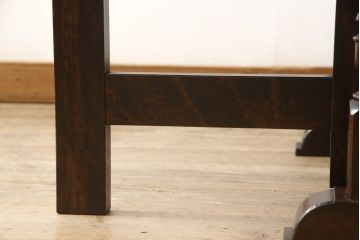 和製ビンテージ　松本民芸家具　#28型バタフライ卓　クラシカルな佇まいが魅力のバタフライテーブル(ゲートレッグテーブル、ダイニングテーブル、4人掛け、4P、2人掛け、2P、オーバルテーブル、ヴィンテージ)(定価約22万円)(R-063124)