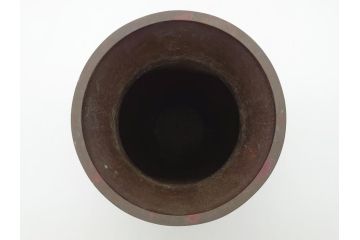 斑紫銅　葡萄文　独特な発色に魅せられる双耳花入(在銘、紫斑銅、花生、花瓶、花器)(R-063125)