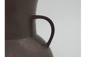 斑紫銅　葡萄文　独特な発色に魅せられる双耳花入(在銘、紫斑銅、花生、花瓶、花器)(R-063125)