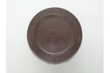 斑紫銅　葡萄文　独特な発色に魅せられる双耳花入(在銘、紫斑銅、花生、花瓶、花器)(R-063125)