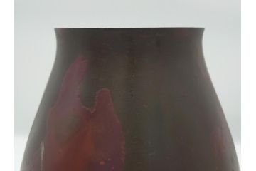 斑紫銅　葡萄文　独特な発色に魅せられる双耳花入(在銘、紫斑銅、花生、花瓶、花器)(R-063125)