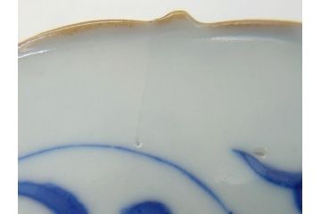 江戸期　上手物　古伊万里　染付　松竹梅文　角福　3.6寸　約11cm 稜花型　小皿4枚セット(三寸六分、馬、人物、窓絵、小鉢、深皿、和皿、和食器)(R-063126)