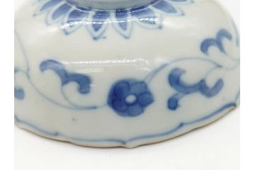 江戸期　上手物　古伊万里　染付　松竹梅文　角福　3.6寸　約11cm 稜花型　小皿4枚セット(三寸六分、馬、人物、窓絵、小鉢、深皿、和皿、和食器)(R-063126)