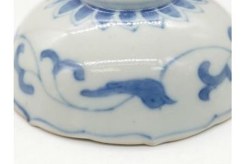 江戸期　上手物　古伊万里　染付　松竹梅文　角福　3.6寸　約11cm 稜花型　小皿4枚セット(三寸六分、馬、人物、窓絵、小鉢、深皿、和皿、和食器)(R-063126)