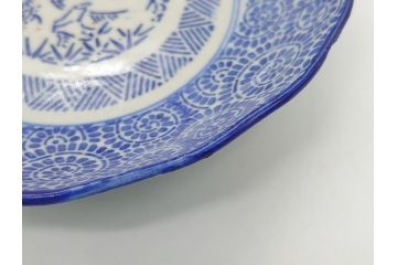 明治〜大正期　伊万里　印判　蛸唐草　松竹梅文　4.6寸　約14cm　輪花型　小皿5枚セット(四寸六分、和皿、和食器)(R-063127)