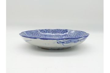 明治〜大正期　伊万里　印判　蛸唐草　松竹梅文　4.6寸　約14cm　輪花型　小皿5枚セット(四寸六分、和皿、和食器)(R-063127)