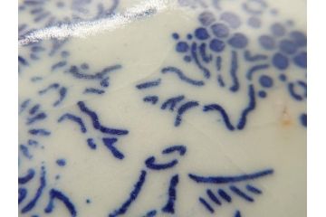 明治〜大正期　伊万里　印判　蛸唐草　松竹梅文　4.6寸　約14cm　輪花型　小皿5枚セット(四寸六分、和皿、和食器)(R-063127)