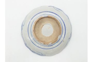 明治〜大正期　伊万里　印判　蛸唐草　松竹梅文　4.6寸　約14cm　輪花型　小皿5枚セット(四寸六分、和皿、和食器)(R-063127)