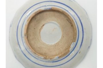 明治〜大正期　伊万里　印判　蛸唐草　松竹梅文　4.6寸　約14cm　輪花型　小皿5枚セット(四寸六分、和皿、和食器)(R-063127)