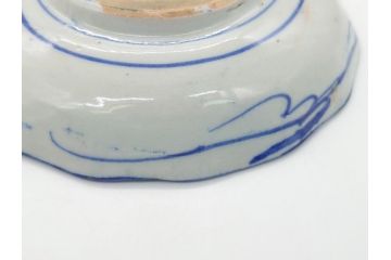 明治〜大正期　伊万里　印判　蛸唐草　松竹梅文　4.6寸　約14cm　輪花型　小皿5枚セット(四寸六分、和皿、和食器)(R-063127)