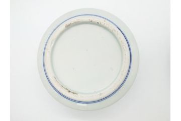 幕末　伊万里　染付　線描　草花文　丸　直径5.2寸　約16cm　三段重(重箱、陶器、和食器、五寸二分)(R-063128)
