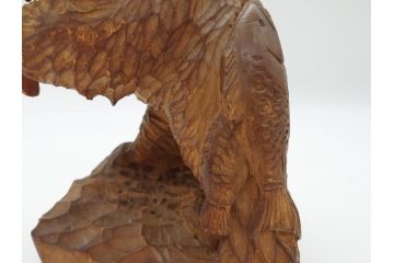 銘無し　木のぬくもりが感じられる木彫りの熊(くま、クマ、木彫、置物、ディスプレイ)(R-063132)