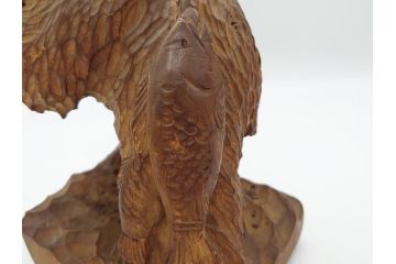 銘無し　木のぬくもりが感じられる木彫りの熊(くま、クマ、木彫、置物、ディスプレイ)(R-063132)