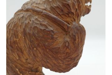 銘無し　木のぬくもりが感じられる木彫りの熊(くま、クマ、木彫、置物、ディスプレイ)(R-063132)