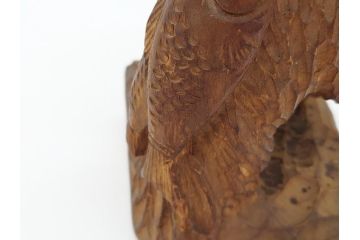 銘無し　木のぬくもりが感じられる木彫りの熊(くま、クマ、木彫、置物、ディスプレイ)(R-063132)